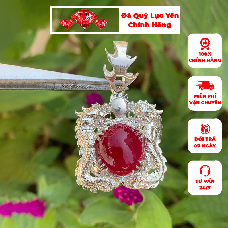 [Mã Bmlta35 Giảm Đến 35K Đơn 99K] Mặt Dây Chuyền Nam Đá Ruby Tự Nhiên Khai Tuyen Bạc Thật Cao Cấp Nf005