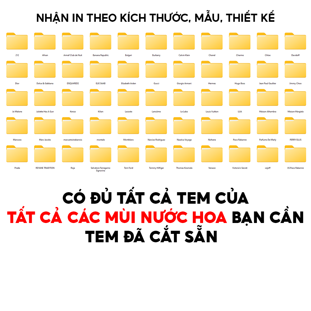 36 Tem nhãn dán nước hoa chiết đã cắt sẵn tất cả các mùi hot - Kích thước 15mm x 80mm