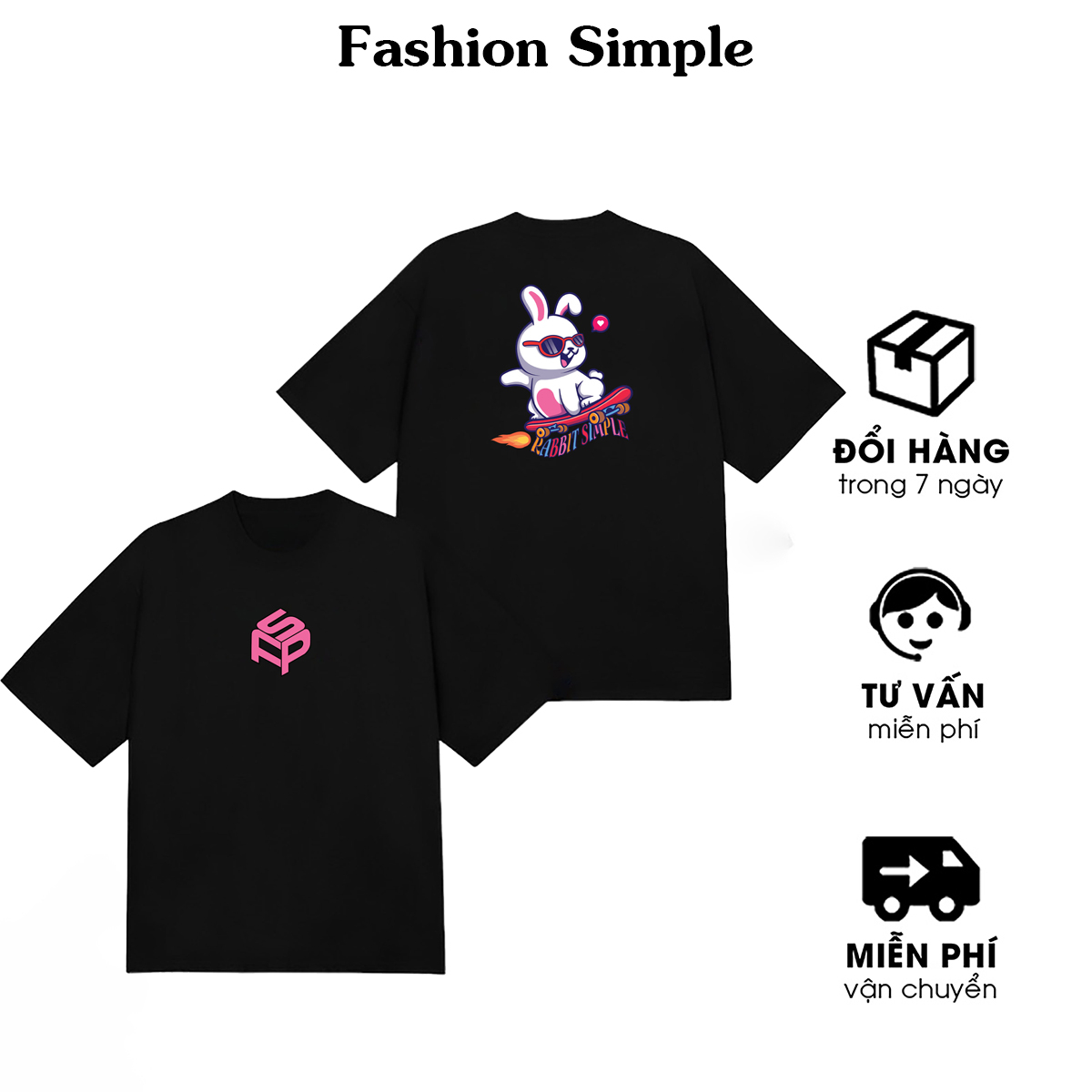áo thun unisex nam nữ, áo phông tay lỡ "Rabbit Simple" sản phẩm của shop mới nhất 2023