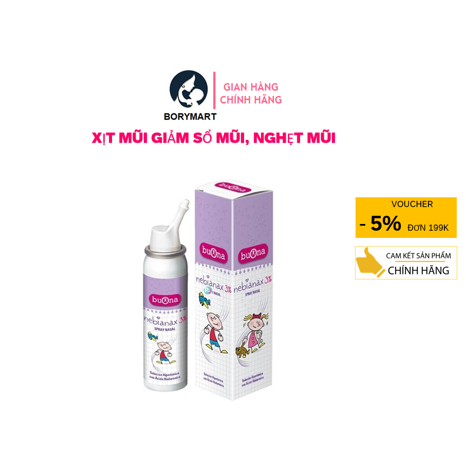 Buona Nebianax 3% Spray Nasale - Xịt Mũi Hiệu Quả Nhanh Cho Sổ Mũi, Nghẹt Mũi - Lọ 100ml