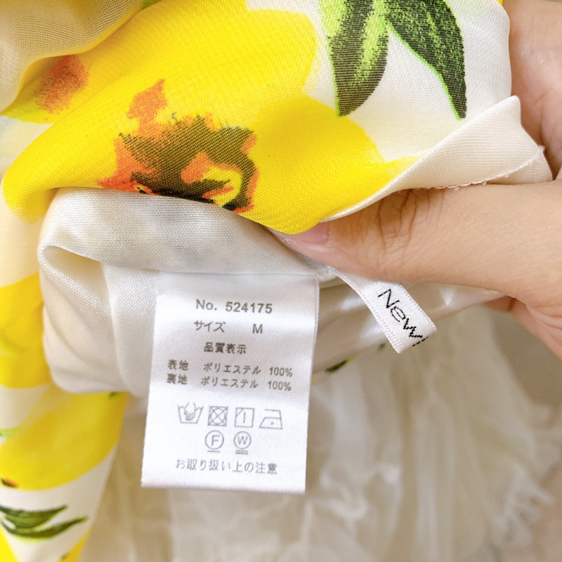 Đầm voan Nhật Newlyme bẹt vai in hình chanh vàng 🍋