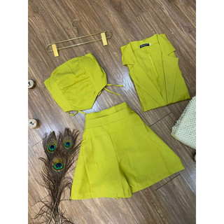 (SHOP NÀNG BÉO BIGSIZE 50KG ĐẾN 90KG ) set vest 3 món quần 2 lưng