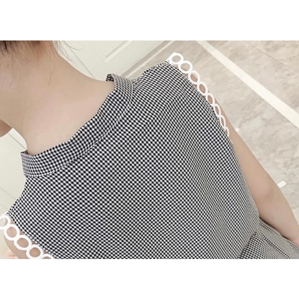 Bộ quần áo trẻ em, đồ bộ bé gái sát nách viền ren size 10-42kg