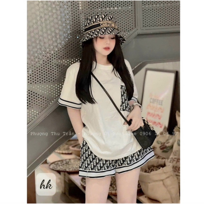 Set bộ đùi chất cotton su form rộng tay lỡ - Dio