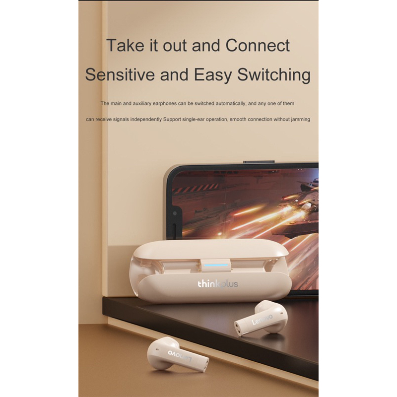 Tai nghe Bluetooth Lenovo TW60,tai nghe không dây ,công nghệ chống nước IPX5 đỉnh cao