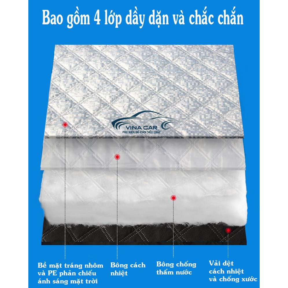 Bạt che nửa xe ô tô 3 lớp cho xe 4 chỗ - 5 chỗ và 7 chỗ, áo chùm xe hơi