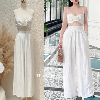 Set đũi áo hai dây hoa ngực mix quần suông - SheTP