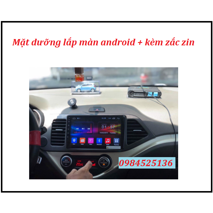 Mặt dưỡng kia morning 2011-2019 kèm jack nguồn ,lắp màn android . Khung dưỡng màn hình android xe morning