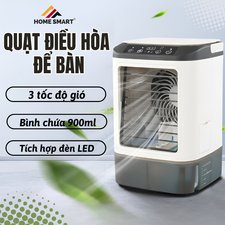 Quạt điều hòa hơi nước mini  máy lạnh mini để bàn 3 tốc độ gió thổi phun sương kép tiết kiệm điện QDH01