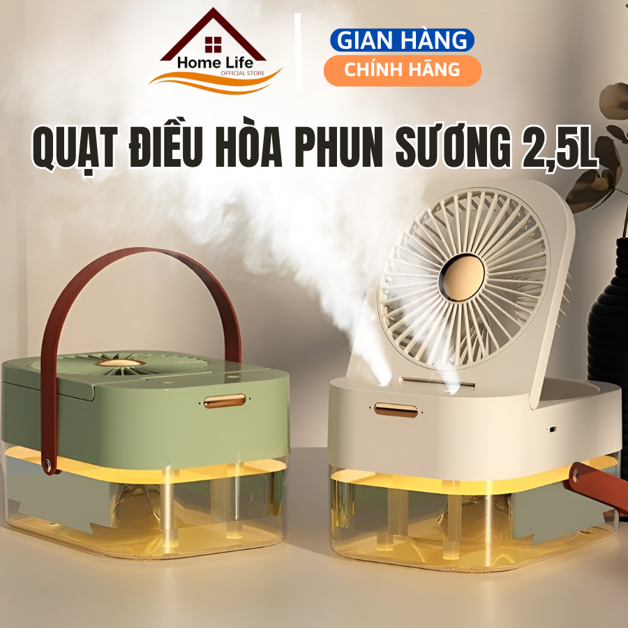 Quạt phun sương dung tích lớn 2,5L, quạt phun sương tính năng vượt trội hẹn giờ,đèn led,công suât lớn có điều khiển