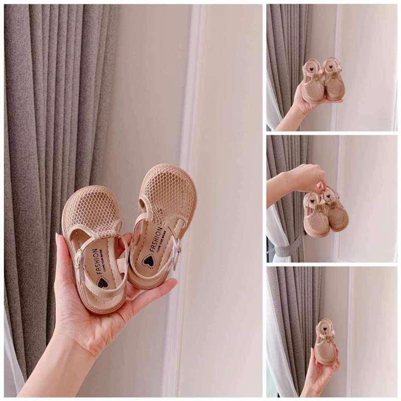 Sandal- dép bé gái quai hậu phối lưới phong cách thời trang