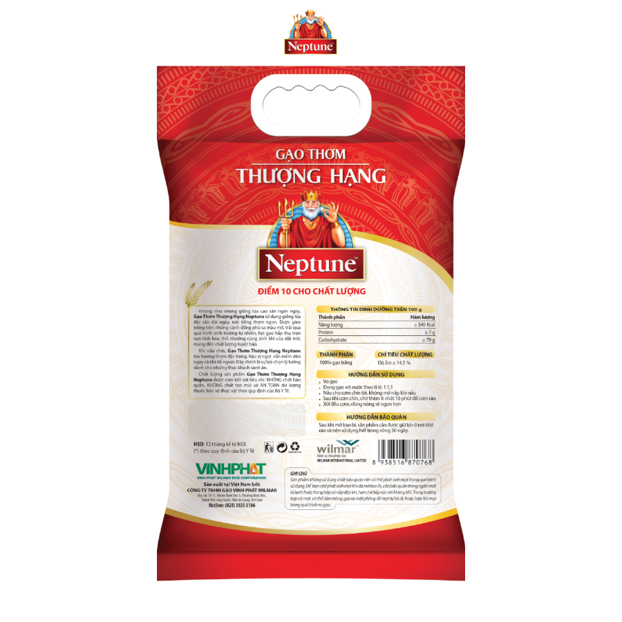 Gạo Neptune Thơm Thượng Hạng Túi 5kg