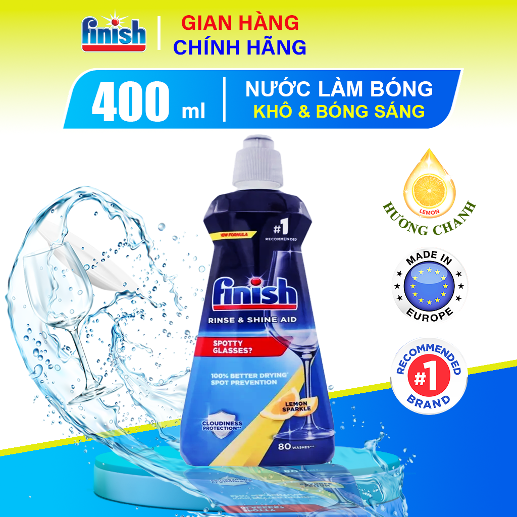 Nước Làm Bóng Chén Bát Finish Tạo Độ Sáng Bóng Làm Khô Chén Bát Nhập Khẩu Châu Âu Chính Hãng Chai 500ml