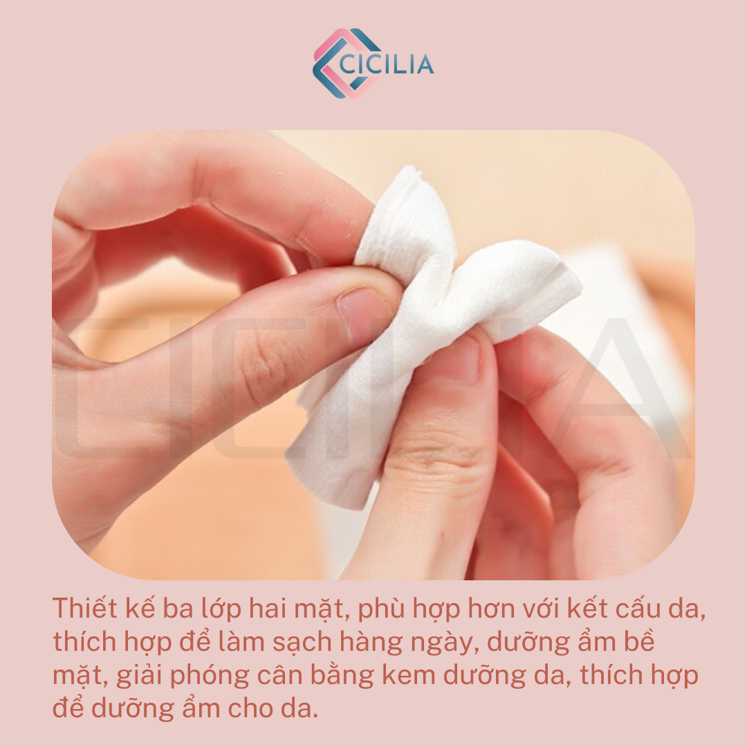 Bông Tẩy Trang Cotton 222 Miếng Siêu Thấm Hút, Mềm Mại Cho Da CICILIA 8385