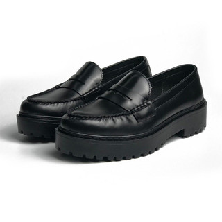 Giày tây lười nam Penny Loafer Chunky Black da bò cao cấp giá rẻ chất lượng tốt thời trang phong cách trẻ