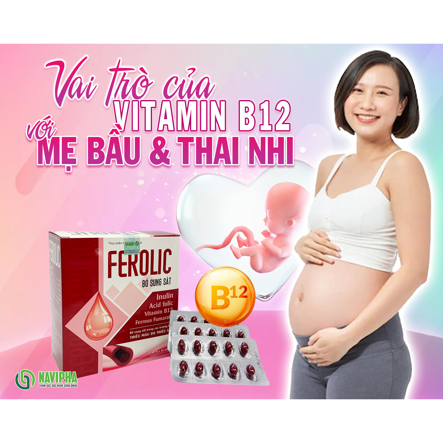 FEROLIC - Bổ Sung Sắt, Acid folic, Vitamin B12 Cho Người Thiếu Máu