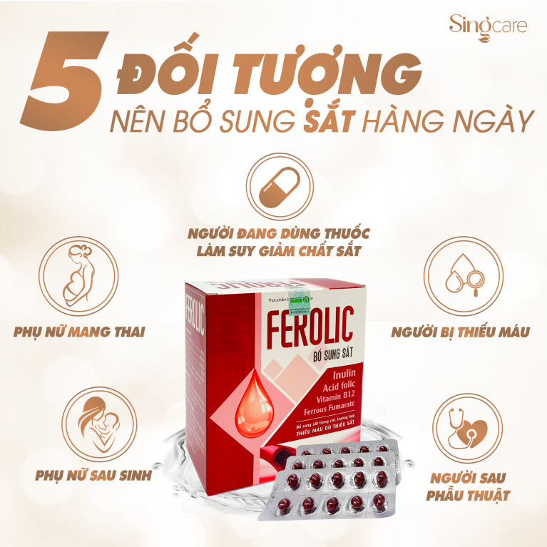 FEROLIC - Bổ Sung Sắt, Acid folic, Vitamin B12 Cho Người Thiếu Máu