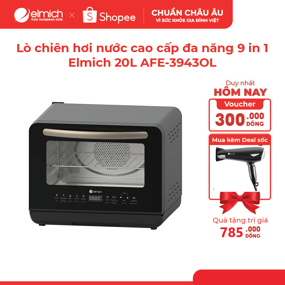 Lò chiên hơi nước cao cấp đa năng 9 in 1 Elmich 20L AFE-3943OL