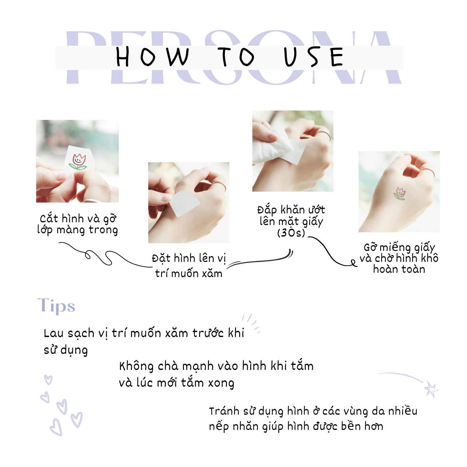 Set hình xăm dán tạm thời Love