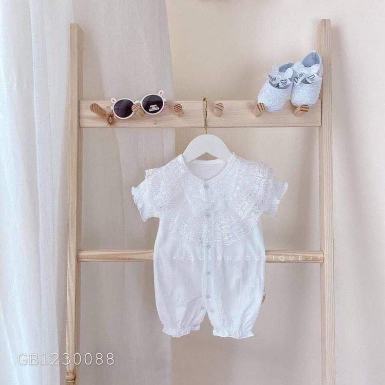 Quần Áo Sơ Sinh Quỳnh Boutique Body Cộc Nơ Cổ Ren 4-12kg