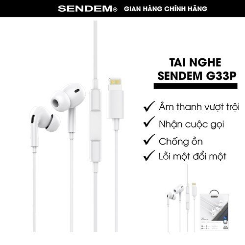 Tai Nghe Cửa Sổ Bluetooth G33P Sendem Chân Dẹt Phù Hợp Cho Máy 7 Đến 14promax  Có Núm Cao Su Chống Ồn G33P