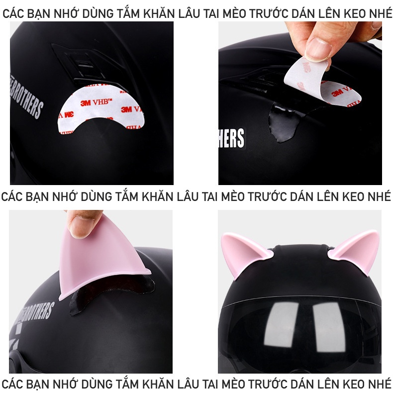 Tai mèo gắn trang trí mũ bảo hiểm nữa đầu cute và nón bảo hiểm siêu xinh nhiều màu độc lạ,nhiều màu lựa chọn
