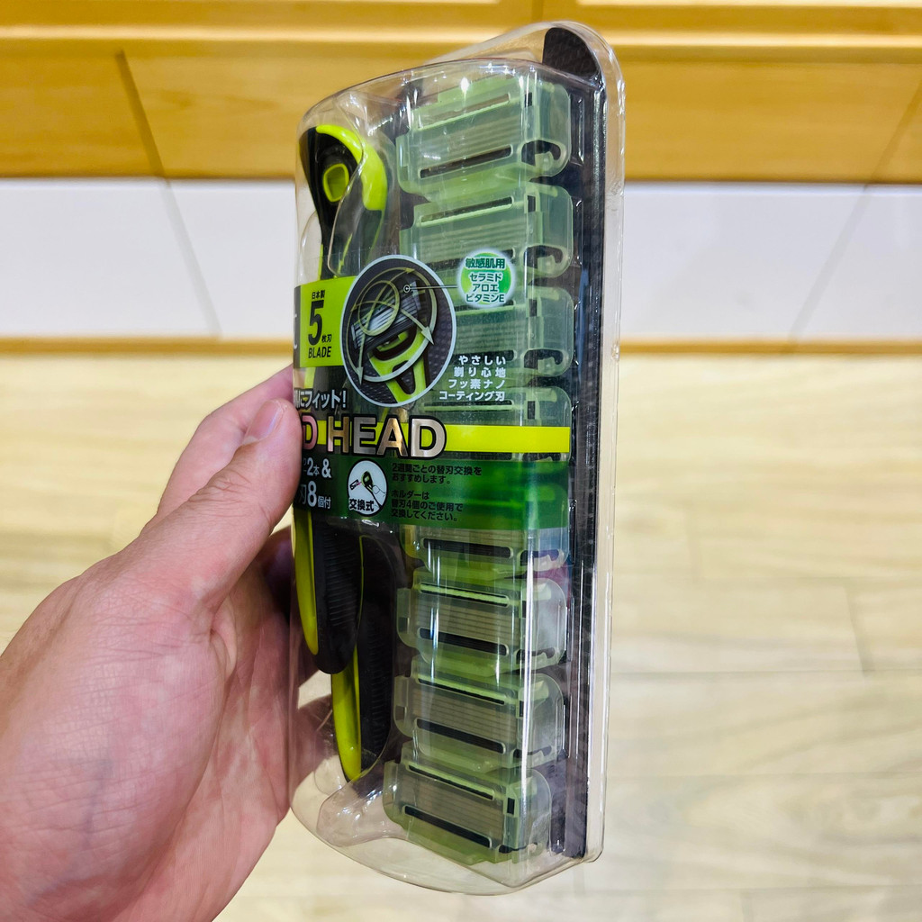Dao cạo râu cao cấp Nhật Xfit 5 blade màu xanh 8 đầu thay  XF5-8BS