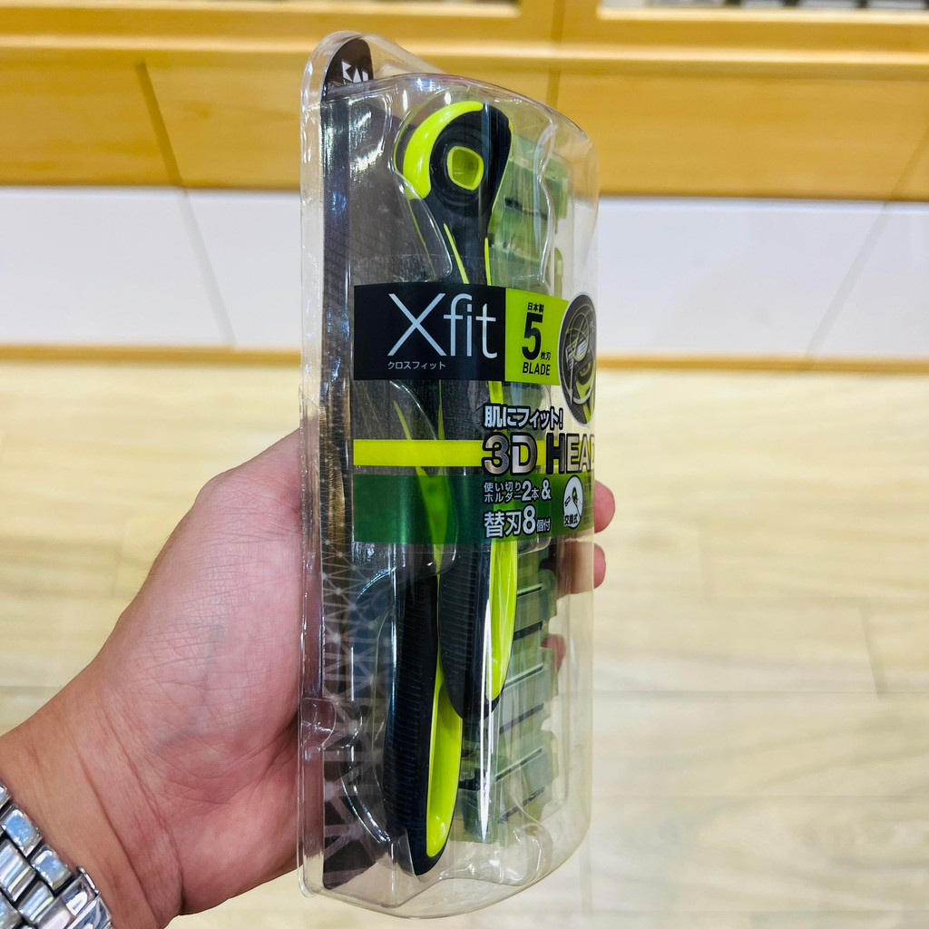 Dao cạo râu cao cấp Nhật Xfit 5 blade màu xanh 8 đầu thay  XF5-8BS