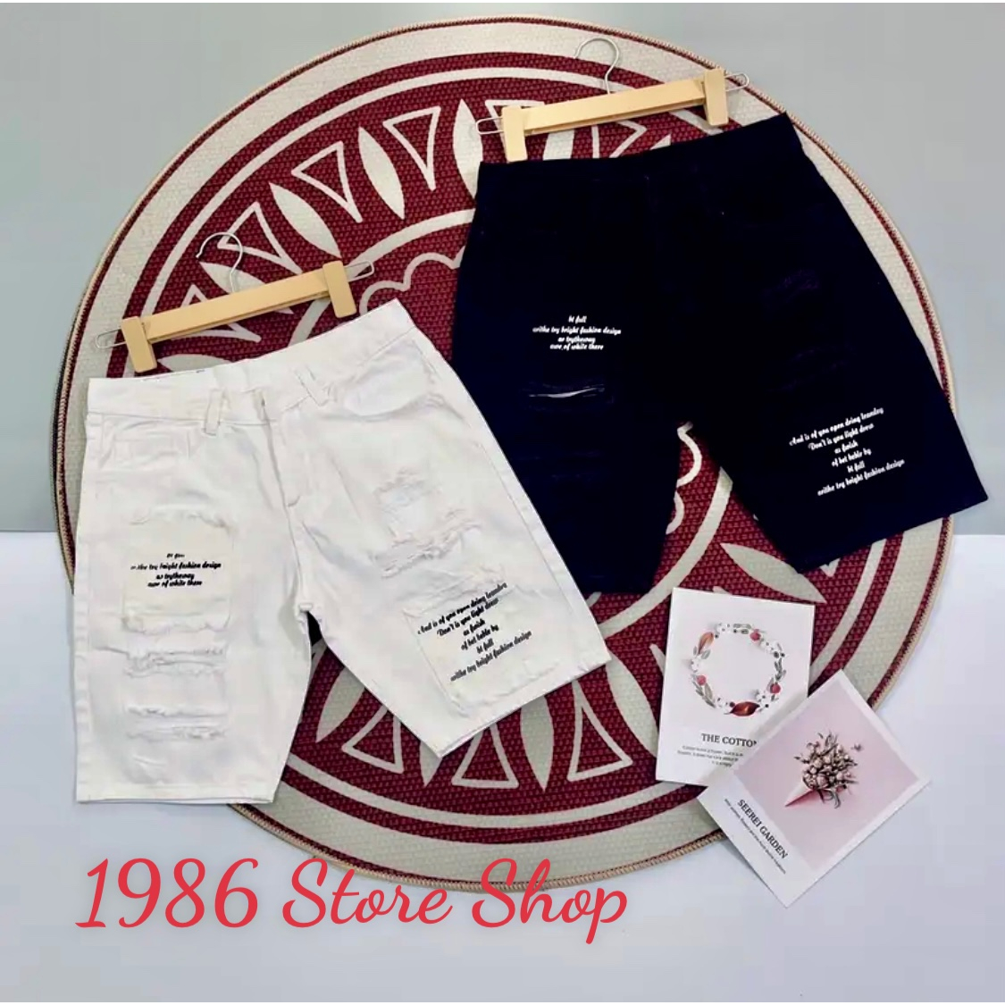 Quần Short Jean Nam Form Hàn Quốc Chất Cotton Co Dãn Cao Cấp In Chữ