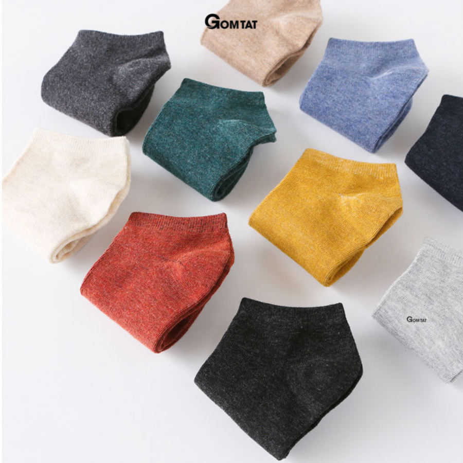 Set 10 đôi tất vớ nam nữ cổ ngắn GOMTAT chất liệu cotton, êm mềm thoáng mát -CB023