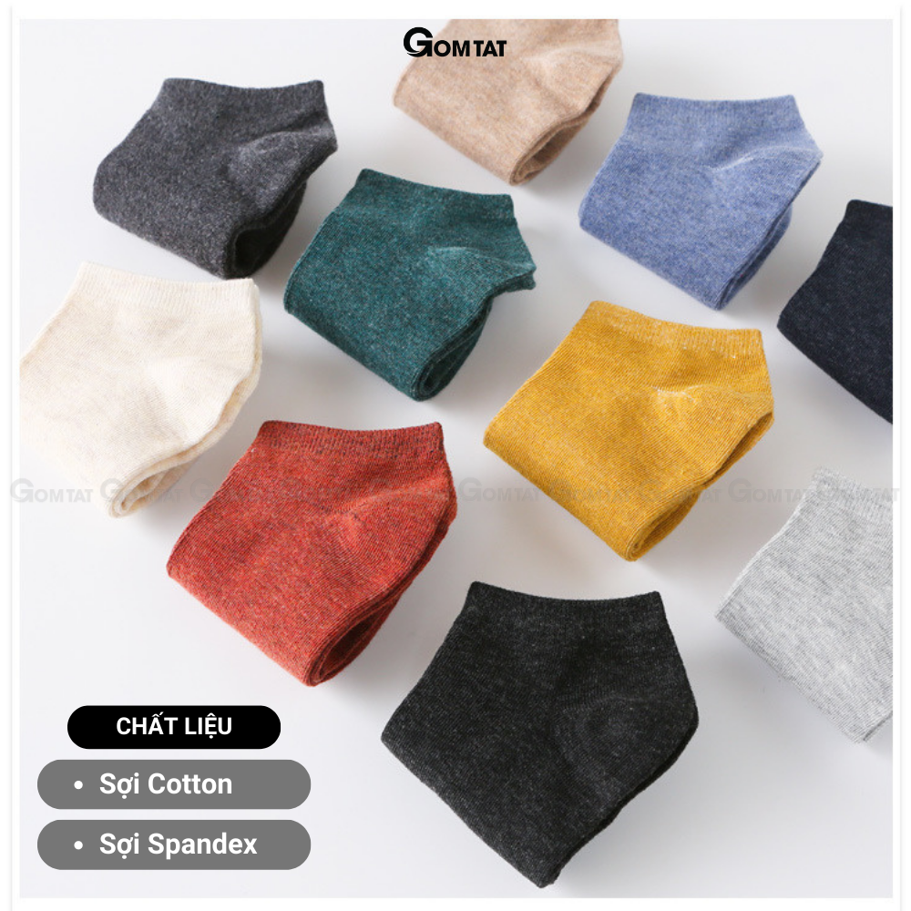 Set 10 đôi tất vớ nam nữ cổ ngắn GOMTAT chất liệu cotton, êm mềm thoáng mát -CB023