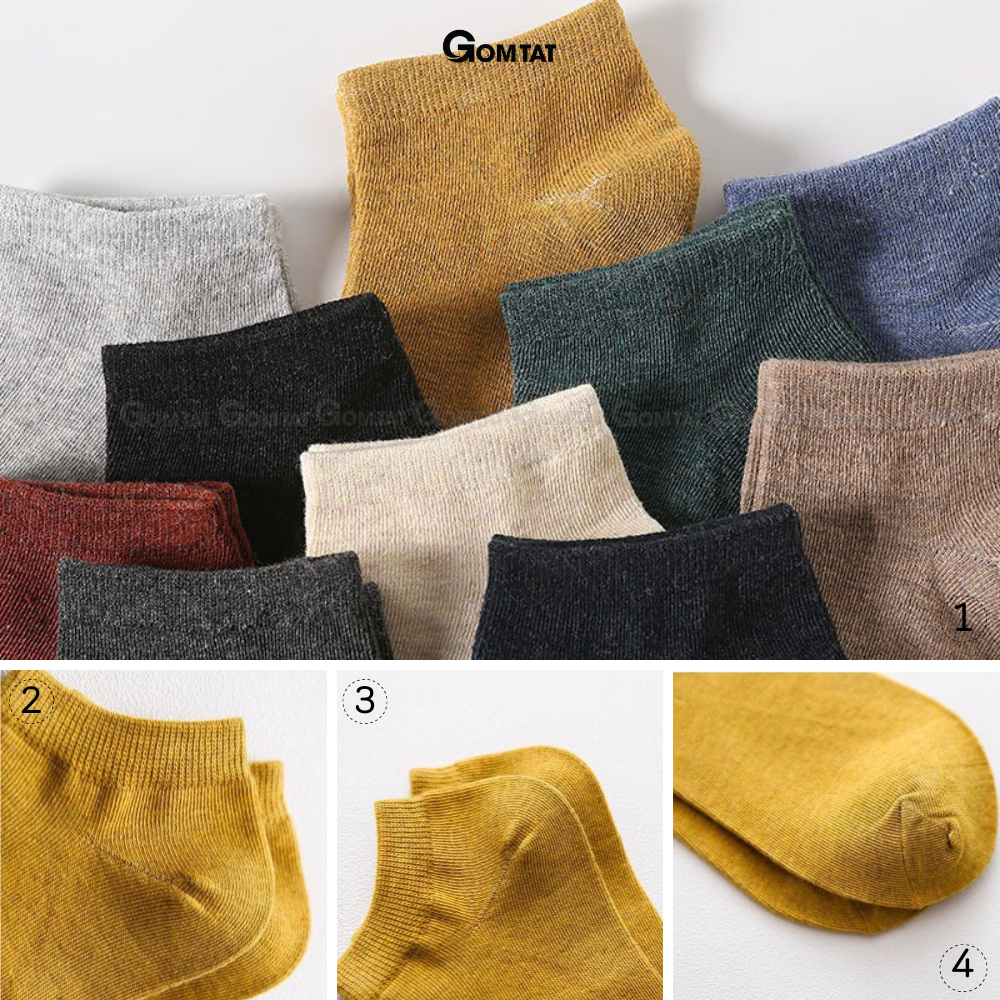 Set 10 đôi tất vớ nam nữ cổ ngắn GOMTAT chất liệu cotton, êm mềm thoáng mát -CB023
