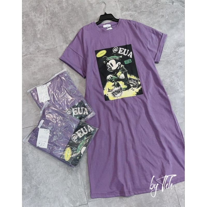 VÁY SUÔNG IN MICKEY TÍM