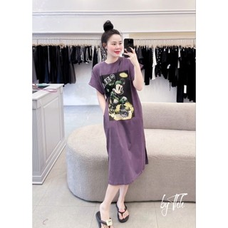 VÁY SUÔNG IN MICKEY TÍM