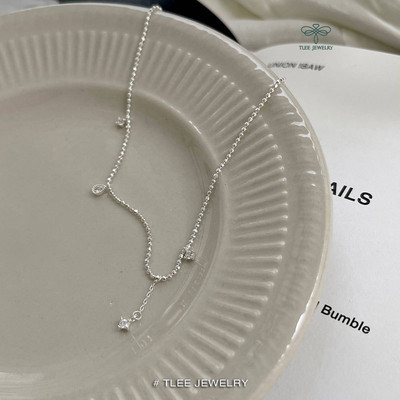 Dây chuyên bạc nữ TLEE dây hạt lấp lánh mix hạt đá nữ tính TLEE JEWELRY D0246