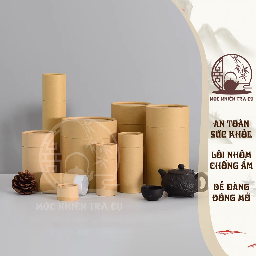 Hộp đựng trà, lon đựng trà bằng giấy kraft cứng ống đựng trà lõi nhôm cao cấp