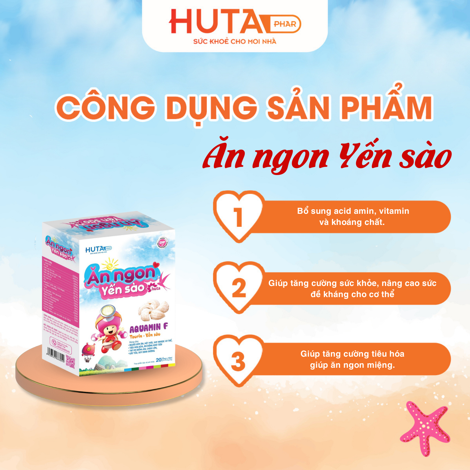 Ăn ngon yến sào Huta  giúp bé ăn ngon miệng, tiêu hoá tốt bồi bổ cơ thể