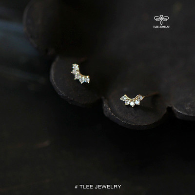 Khuyên tai bạc nữ TLEE, bông tai hạt đá mini Cerami xinh xắn TLEE JEWELRY B0476