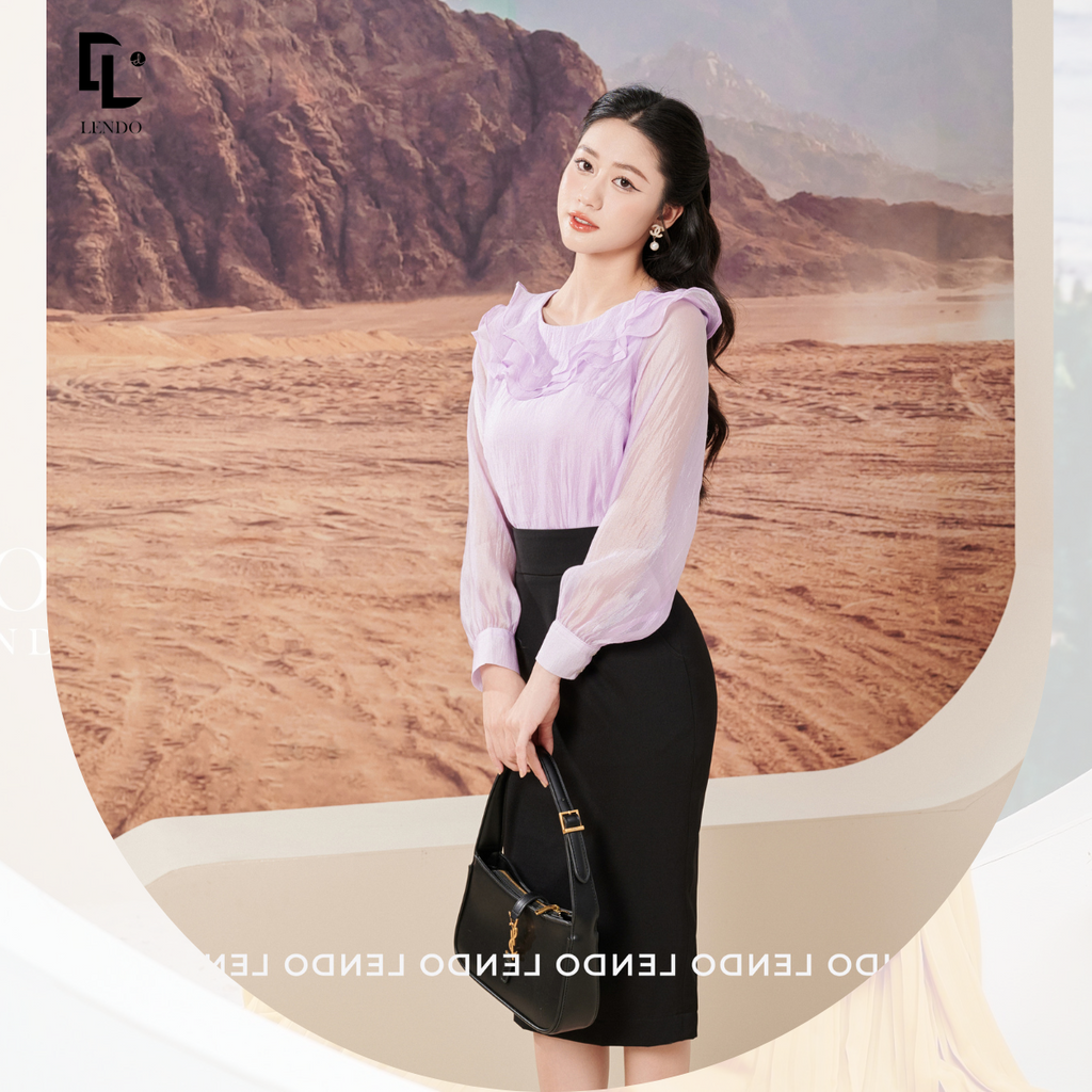 Chân Váy Bút Chì Dáng Dài Twill Silk LENDO CV230465