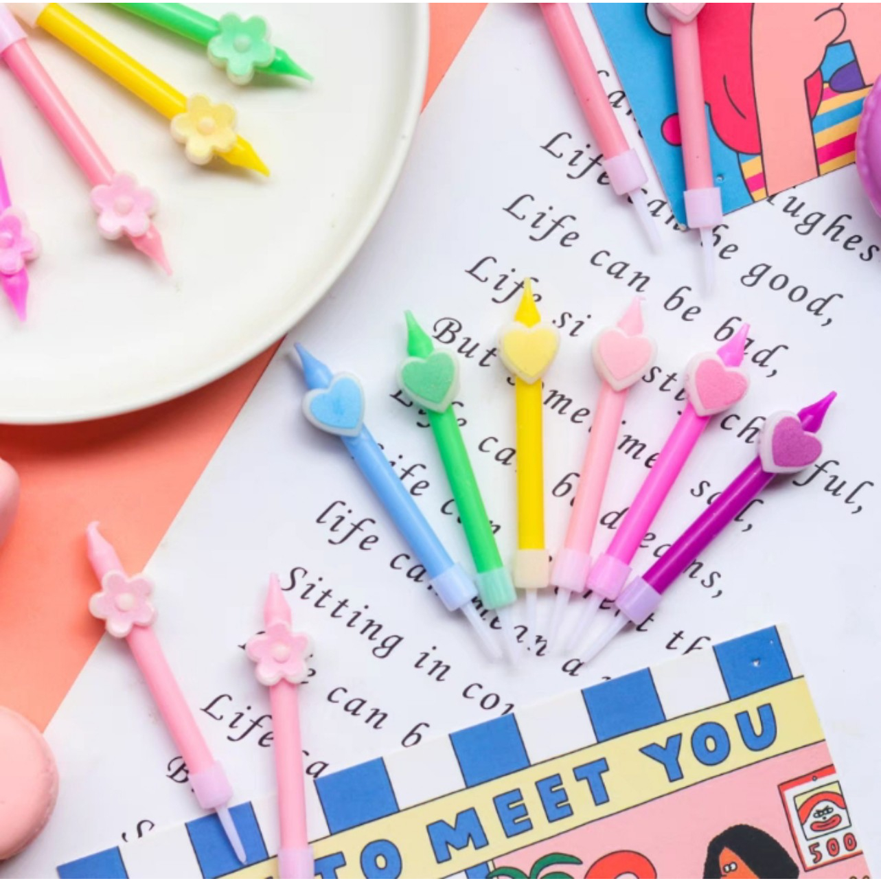 Nến Cây Hình Hoa Trang Trí Bánh Sinh Nhật, Vỉ 5 Nến Hoa Trang Trí Bánh Sinh Nhật, Đồ Trang Trí Bánh Kem