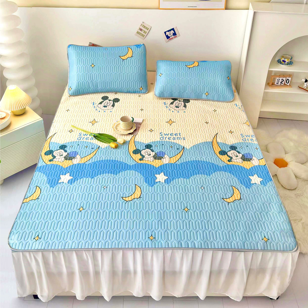 Chiếu điều hòa sao su non in hình 3D, 5D dễ thương tăng kèm 2 vỏ gối đầu