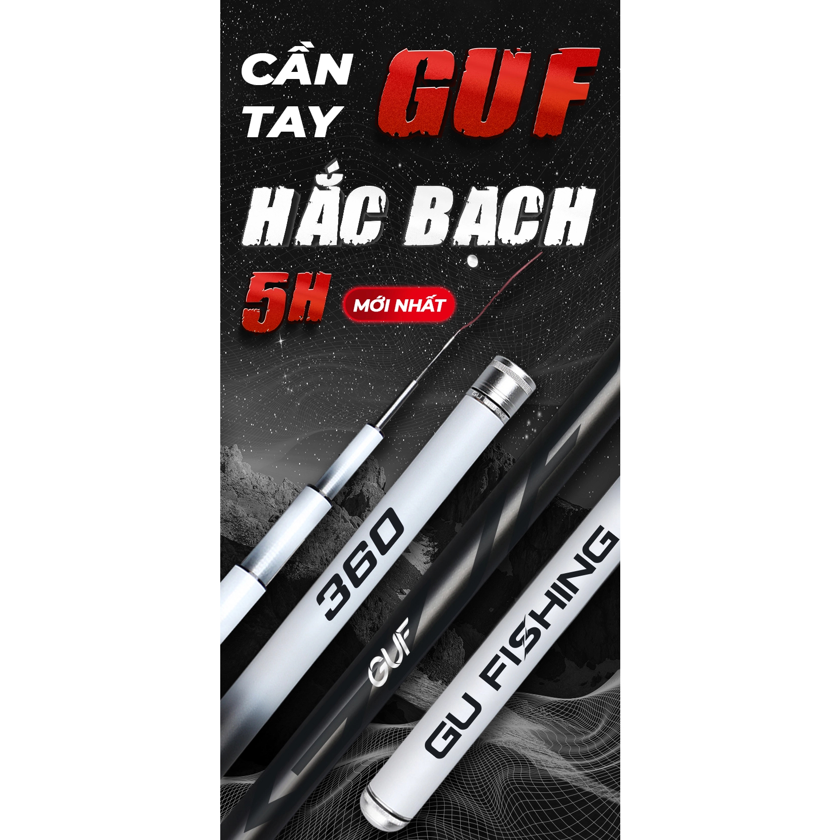Cần Tay GUF Hắc Bạch 5H vật liệu carbon