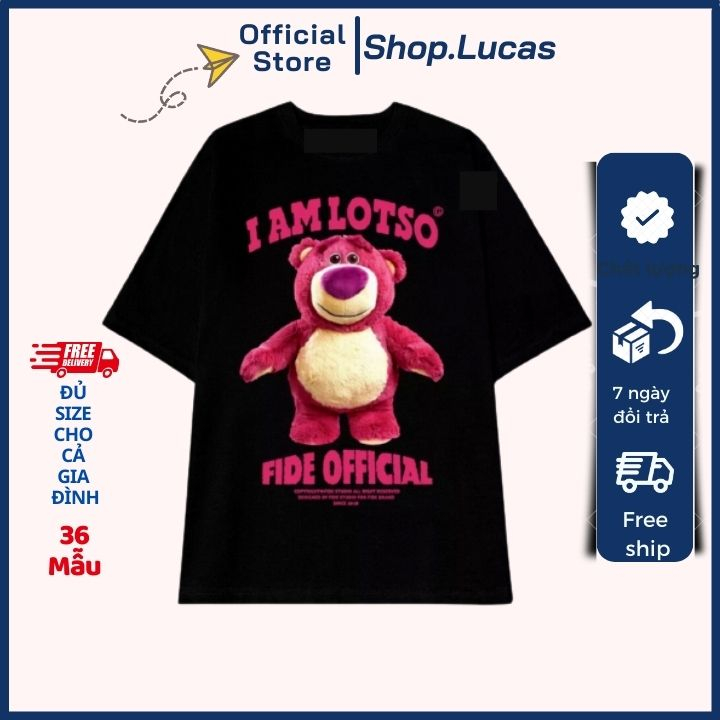 Áo Thun Unisex Gấu Dâu Lotso Cổ Tròn Form Rộng, Áo Phông Nam Nữ Local Brand 3158 Trắng Đen Shop Lucas
