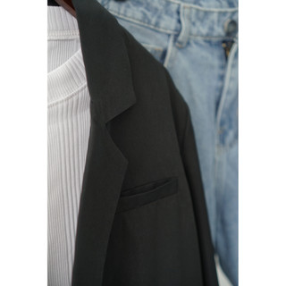 Blazer Form Ngắn Đen Trơn 062