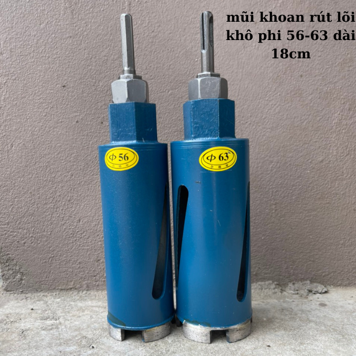 Mũi khoan rút lõi bê tông khô phi 56 x 180 mm mũi khoét lỗ tròn siêu phẩm cho thợ điện lạnh khoét lỗ lắp điều hòa