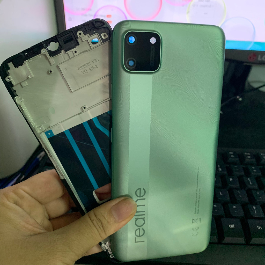 bộ vỏ realme C11 2020 có kính cam khe sim