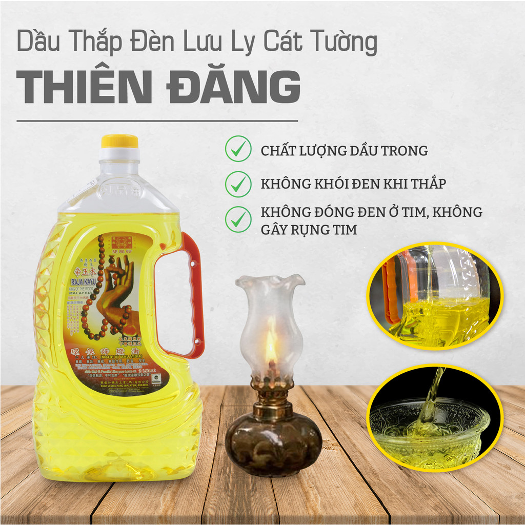 Dầu thắp đèn lưu ly cát tường Thiên Đăng combo 6 chai DẸP 1.8l không khói không mùi dùng cho đèn dầu thờ cúng chính hãng