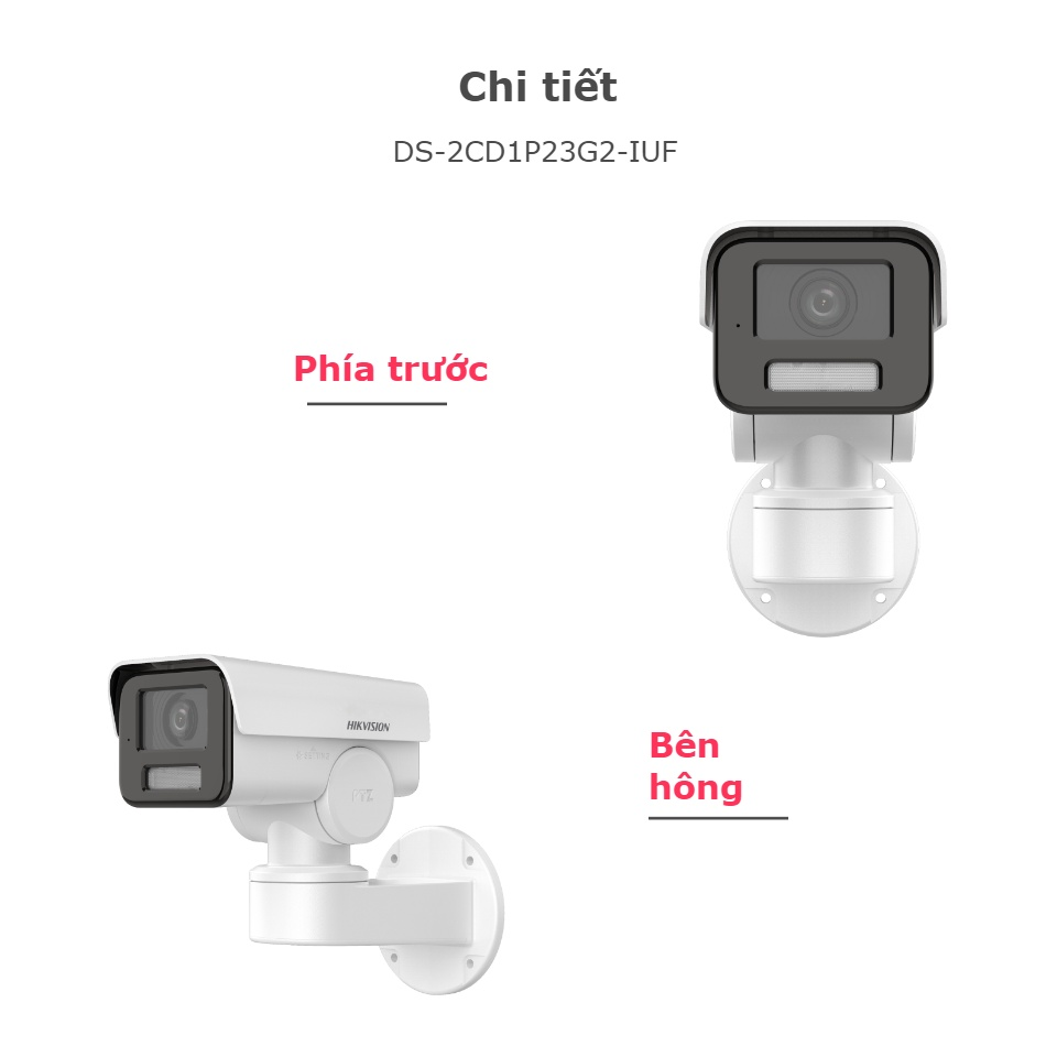 Camera IP PT hồng ngoại 4.0 Megapixel HIKVISION DS-2CD1P43G2-IUF tích hợp mic, có màu ban đêm, Xoay ngang dọc -Bh 2 Năm