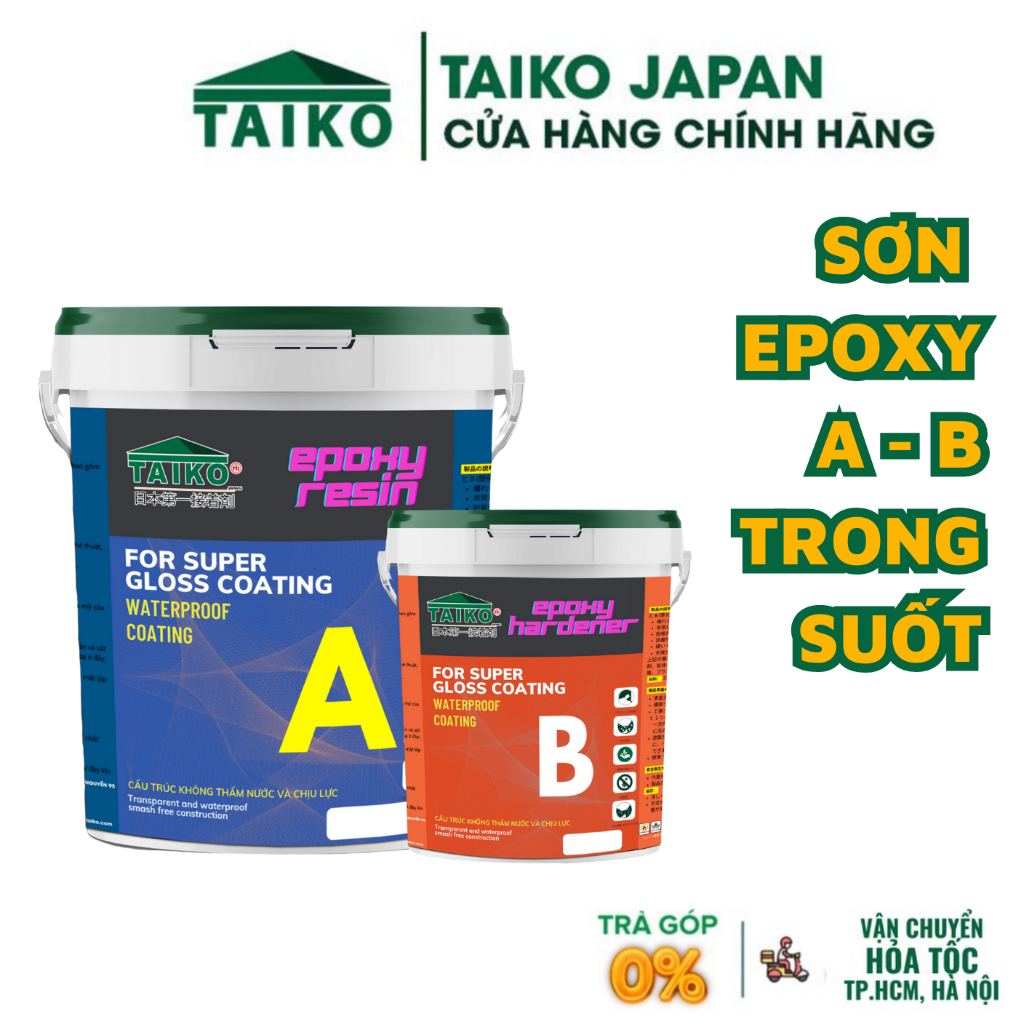 Sơn Chống Thấm Nền Gạch TAIKOMI Epoxy-Chống Thấm Epoxy Trong Suốt Chống Thấm Sàn Kho Xưởng, Nhà Máy, Bệnh Viện, TTTM