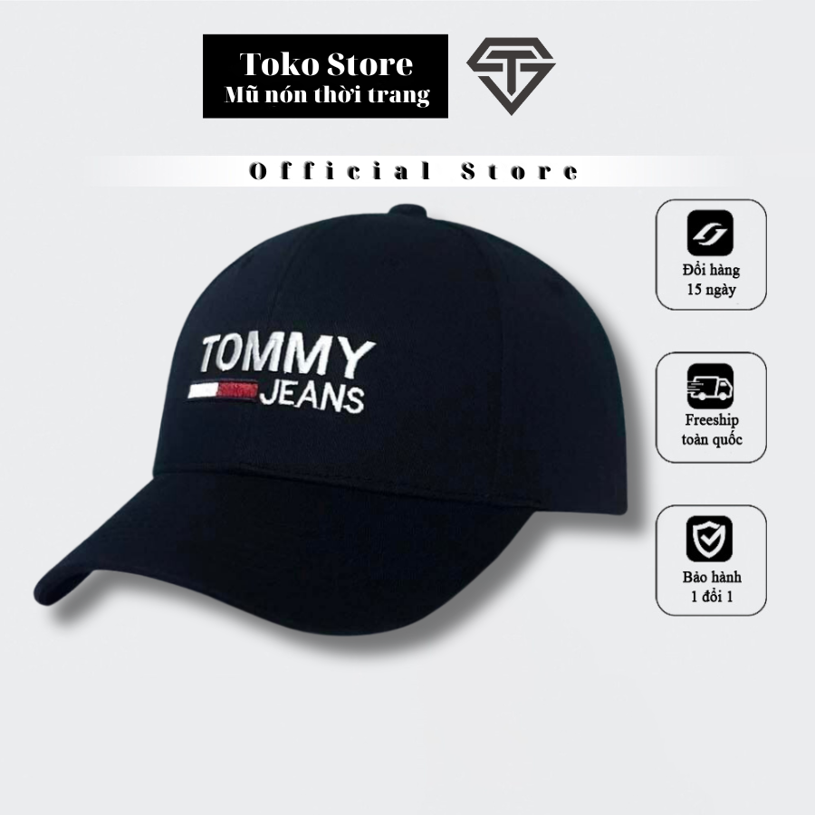 Nón kết, mũ lưỡi trai màu xanh than thêu logo Tomy siêu HOT, Full hộp.